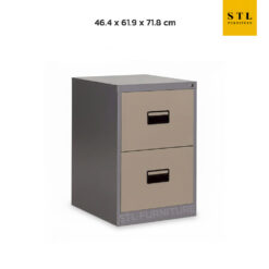 ตู้ลิ้นชักเหล็กใส่เอกสาร สำหรับออฟฟิศ 2 ช่อง สีเทา