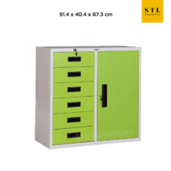 ตู้เอกสาร 1 บาน 6 ลิ้นชัก 4 ฟุต สีเขียว