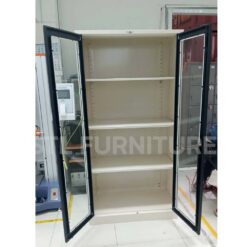 ภายใน ตู้เอกสารเหล็ก 2 บานเปิด สีครีมหน้าบานสีดำ ขนาด 3 ฟุต