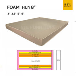 ที่นอนโฟมขาว หุ้มหนัง PVCรุ่น Easy Clean (หนา8 นิ้ว)