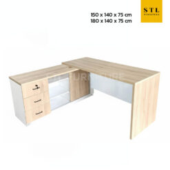 โต๊ะทำงานตัวแอล 150 cm 180 cm สีมินิมอล