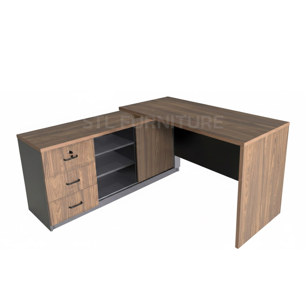 โต๊ะทำงานตัวแอล 150 cm 180 cm สีเข้ม